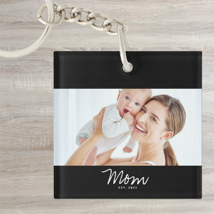 Moeder Richt Modern Schrift Foto Sleutelhanger