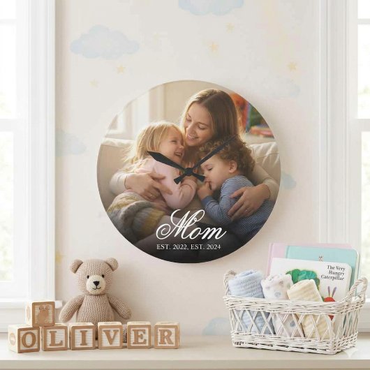 Moeder Richt Modern Wit Script Foto Grote Klok