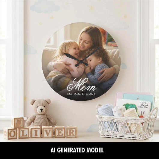 Moeder Richt Moderne Witte Script Foto Grote Klok