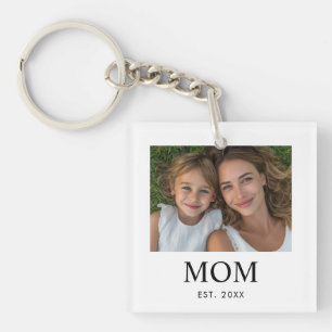 Moeder Richtte Modern Schrift Foto Op Sleutelhanger