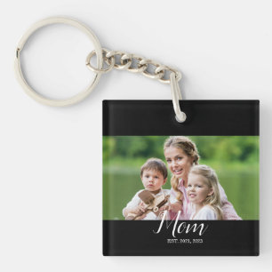 Moeder Richtte Moderne Script Foto op Sleutelhanger