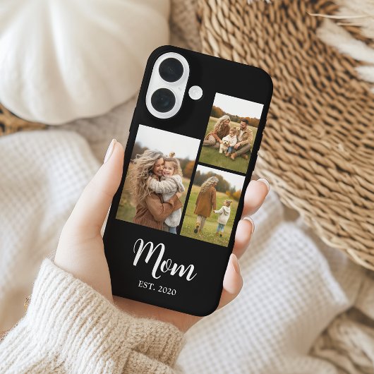 Moeder Richtte Moderne Script Tekst Zwart 3 Foto Case-Mate iPhone Case