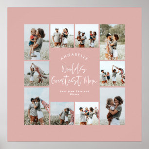 Moeder roze elegante moderne minimale fotocollage poster