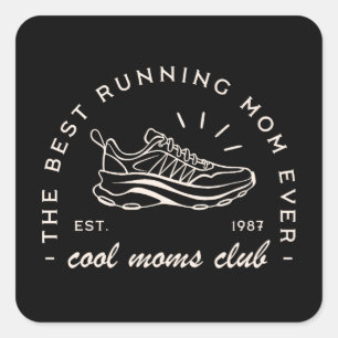 Moeder runt runner club squad matching vierkante sticker