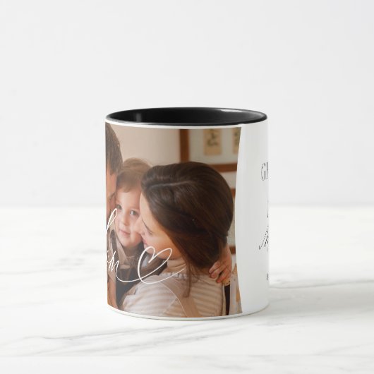 Moeder Script hart dankbaar voor elk moment foto Mok (Midden)