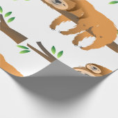 Moeder Sloth en Baby Rust op een boomtak Cadeaupapier (Hoek)