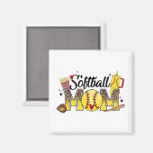 Moeder Spel Dag Vibes Moederdag Vrouwen Softbal Ma Magneet (Voorkant / Achterkant)