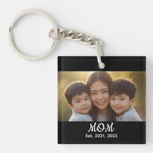 Moeder Stelde Modern Schrift Foto Op Sleutelhanger