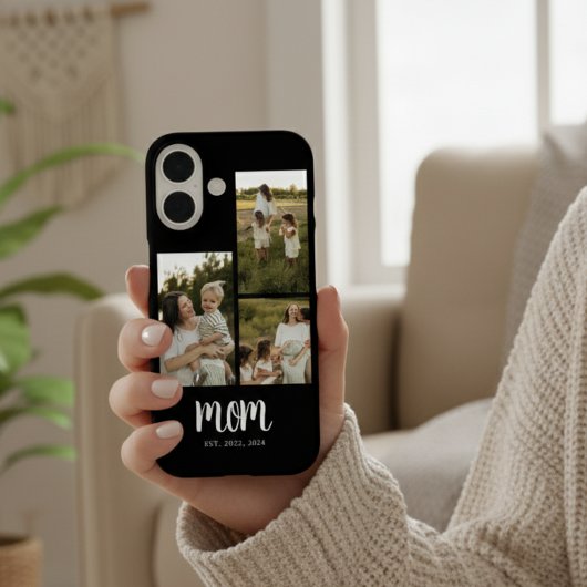 Moeder Stelde Modern Schrift Zwart 3 Foto Case-Mate iPhone Case