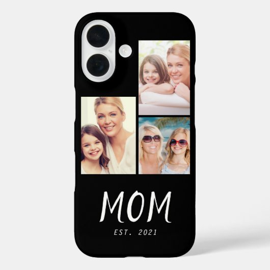 Moeder Stelde Modern Schrift Zwart 3 Foto Case-Mate iPhone Case (Achterkant)