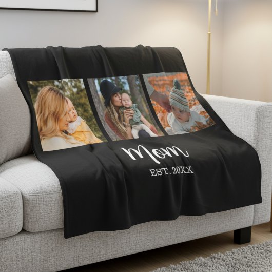 Moeder Stelde Modern Schrift Zwart 3 Foto Fleece Deken