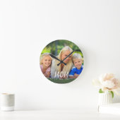 Moeder Stelde Modern Wit Script Foto Ontwerp Ronde Klok (Huis)