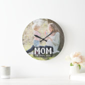 Moeder Stelde Modern Wit Script Foto Op Grote Klok (Huis)