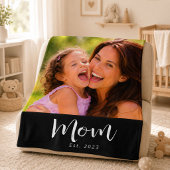 Moeder Stelde Modern Zwart Schrift Foto Op Fleece Deken