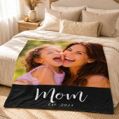 Moeder Stelde Modern Zwart Schrift Foto Op Fleece Deken