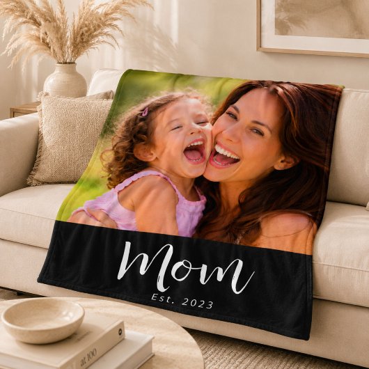 Moeder Stelde Modern Zwart Schrift Foto Op Fleece Deken