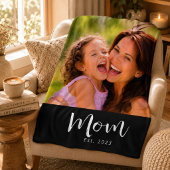 Moeder Stelde Modern Zwart Schrift Foto Op Fleece Deken