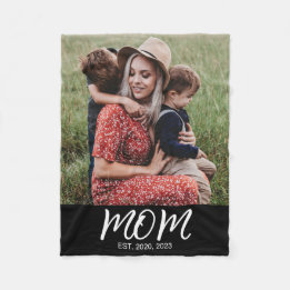 Moeder Stelde Modern Zwarte Schrift Foto Op Fleece Deken