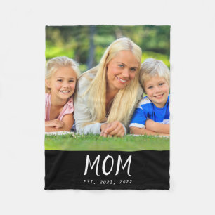 Moeder Stelde Modern Zwarte Script Foto Op Fleece Deken