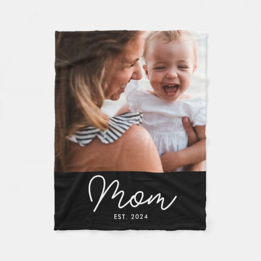 Moeder Stelde Modern Zwarte Script Foto Op Fleece Deken (Voorkant)