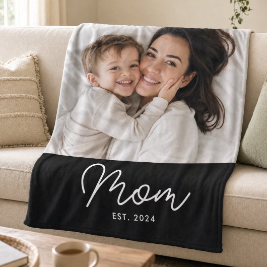 Moeder Stelde Modern Zwarte Script Foto Op Fleece Deken