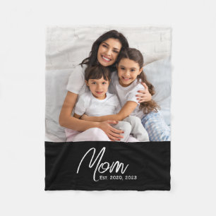 Moeder Stelde Modern Zwarte Script Foto Op Fleece Deken