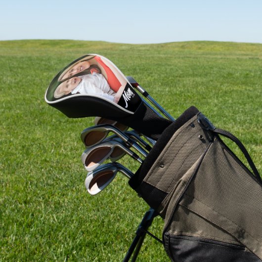 Moeder Stelde Moderne Script Foto Op Golfheadcover (Insitu)