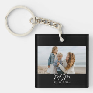 Moeder Stelde Moderne Script Foto Op Sleutelhanger