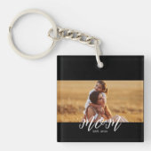 Moeder Stelde Moderne Script Foto Op Sleutelhanger (Voorkant)