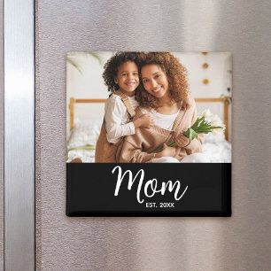 Moeder Stelde Witte Script Foto Cadeau Eenvoudig P Magneet