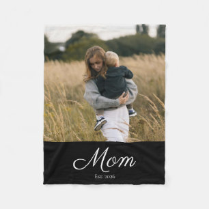 Moeder Stelde Zwart Modern Schrift Foto Op Fleece Deken