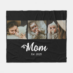 Moeder Sticht Modern Vet Schrift Zwart 3 Foto Fleece Deken