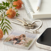 Moeder Stichtte Moderne Elegante Script Foto Sleutelhanger (Voorkant Rechts)