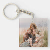 Moeder Stichtte Moderne Elegante Script Foto Sleutelhanger (Voorkant)