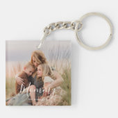 Moeder Stichtte Moderne Elegante Script Foto Sleutelhanger (Achterkant)