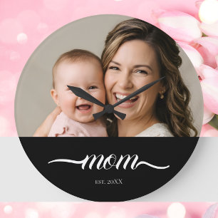 Moeder Stichtte Moderne Witte Script Foto Grote Klok