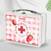 Moeder Survival Kit Aardbei Gingham Nieuw Baby Gif