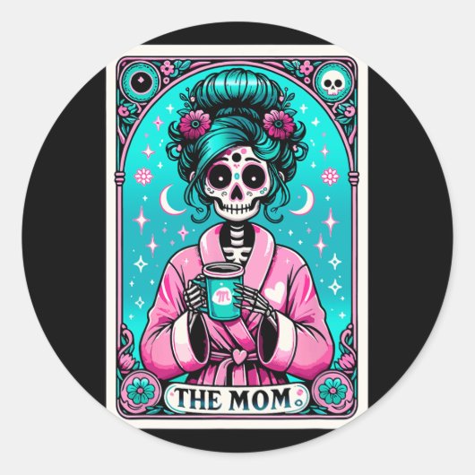 Moeder Tarot Kaart Skelet Moederdag Heks Moeder Sk Ronde Sticker (Voorkant)