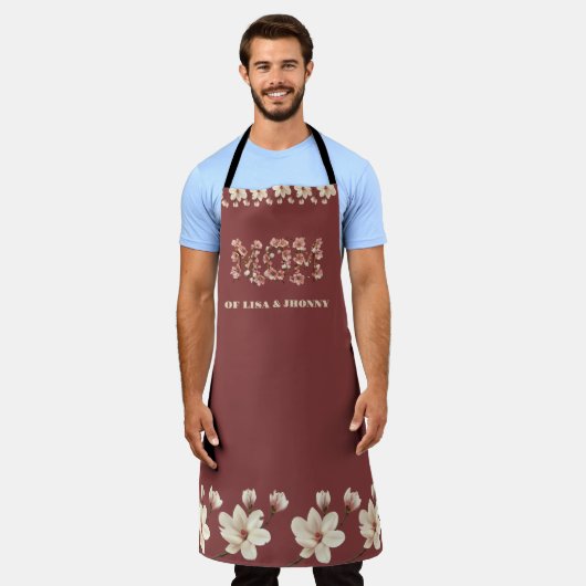 Moeder Tekst met bloesems en Kind Namen Schort (Gedragen)