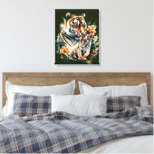 Moeder Tijger met haar Cub Canvas Print (Insitu (Slaapkamer))
