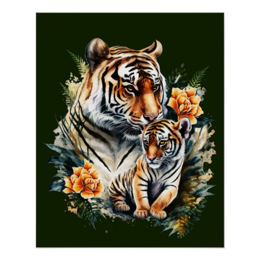 Moeder Tijger met haar Cub Glossy Poster Perfect Poster (Voorkant)