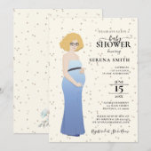 MOEDER-TO-BE IN BLAUWE JURK DOUCHE KAART (Voorkant / Achterkant)