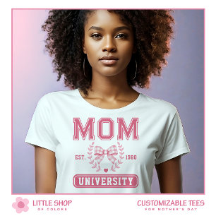 Moeder Universiteit Roze Strik Moederdag Tri-Blend Shirt