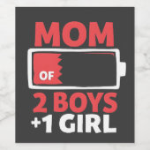 Moeder van 2 jongens 1 meisje zwangerschap Moederd Wijn Etiket (Enkel label)