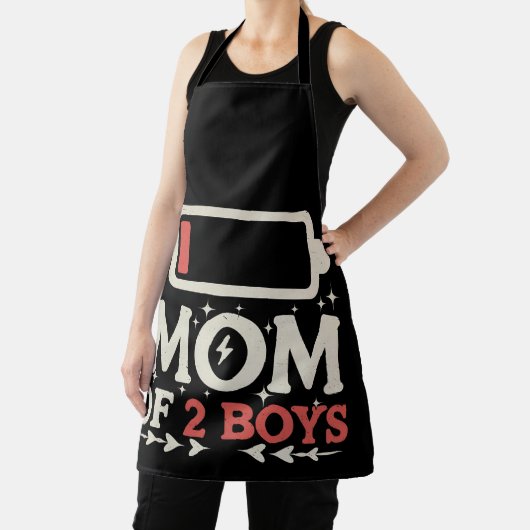 Moeder van 2 jongens Lage batterij Grappige Moeder Schort (Insitu)