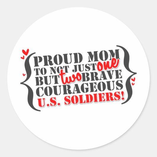 Moeder van 2 Soldaten Ronde Sticker (Voorkant)