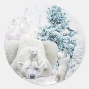 Moeder van Beer met bloedvaten met baby's Ronde Sticker