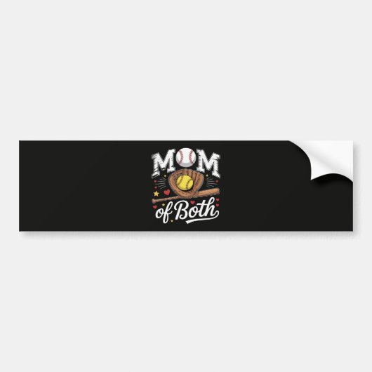 Moeder van beide Game Day Honkbal Softbal  Bumpersticker (Voorkant)