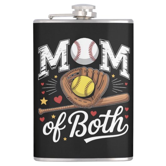 Moeder van beide Game Day Honkbal Softbal Heupfles (Voorkant)