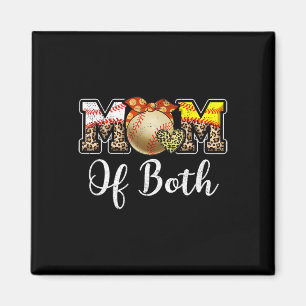 Moeder van beide Messy Bun Baseball Softbal Mama M Magneet